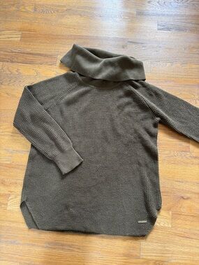 Michael Kors, Olive Brown Off-Shoulder Waffle Knit Sweater, closet clean out!